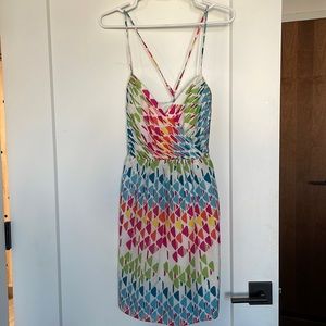 Multi-color, spaghetti strep dress. shoshanna size 6. 100% silk